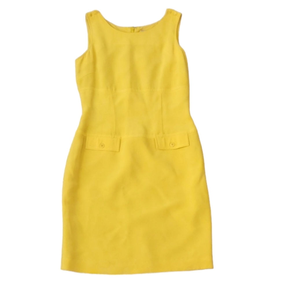 Design by Pat Argenti 100% silk yellow sleeveless dress 2